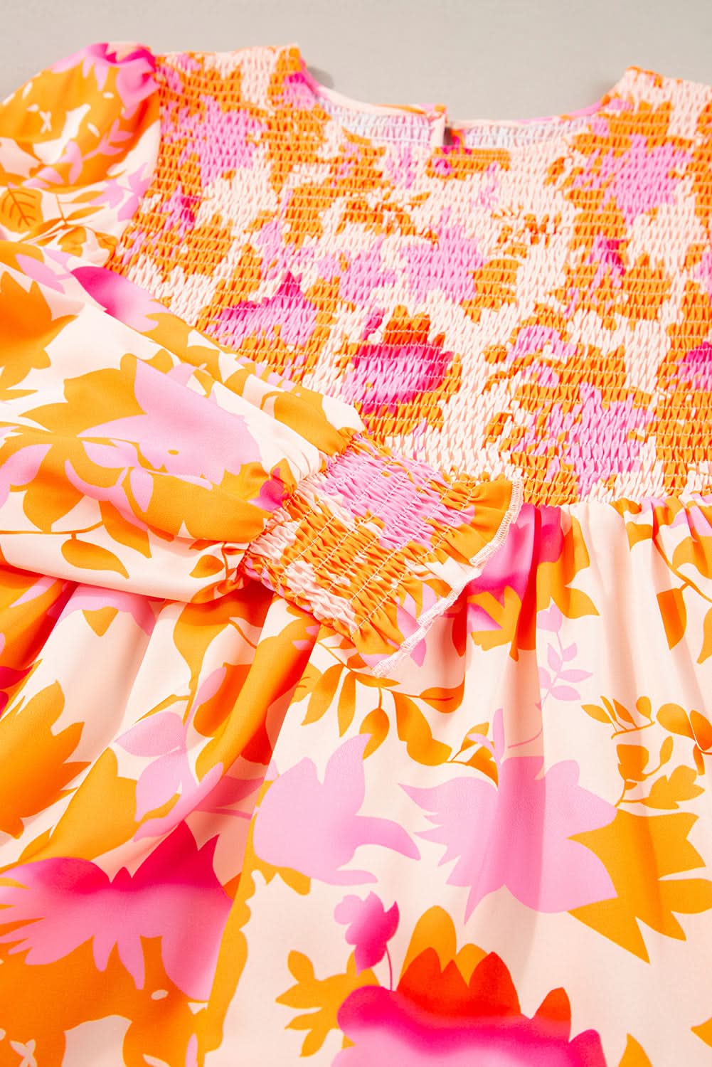 Orange smocked mini dress - Love Salve